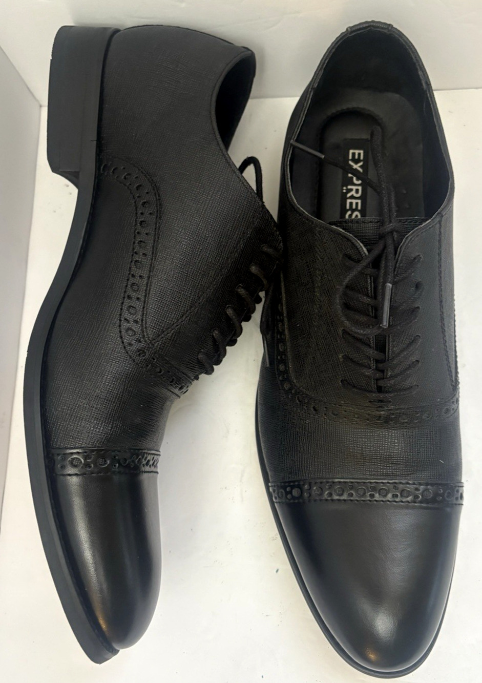Express Oxford Black Men Dress Wedding Business Work Shoe Sz 12 RN55285